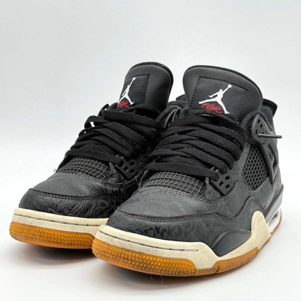Nike Air Jordan 4 Retro GS 'Laser Black Gum' Youth Size 7 - Picture 4 of 13